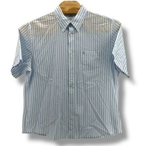 Brooks Brothers Mens XL Regent Fit Short Sleeve Striped Button Down Shirt Blue